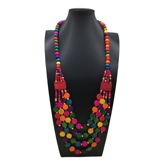 HANDMADE WOODEN BEADED MULTI-LAYERED NECKLACE