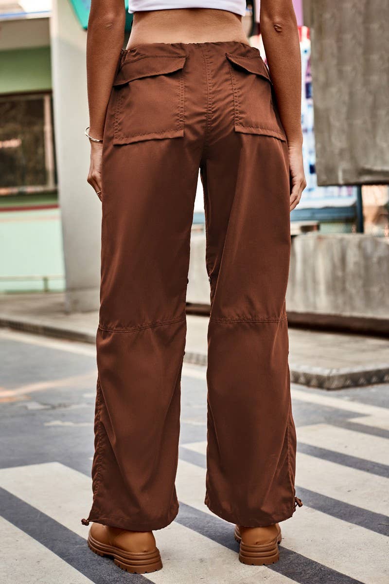 LOOSE ELASTICATED WAIST CARGO PANT_CWBLP0544