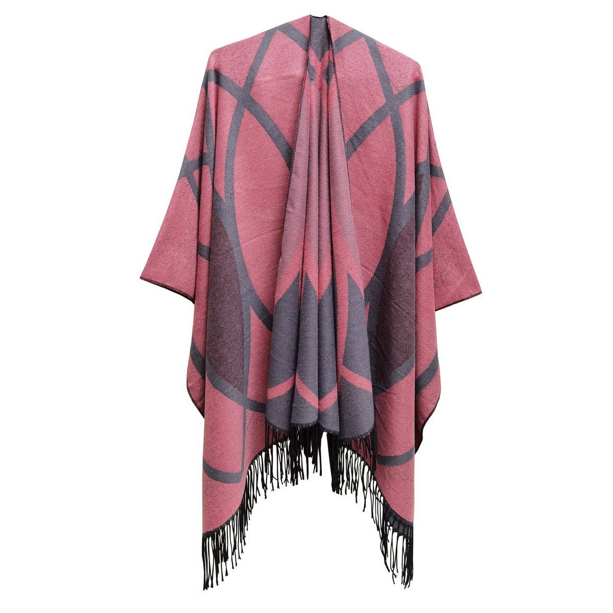 TASSELS WITH LINES KEEP WARM AND SPLIT SHAWL