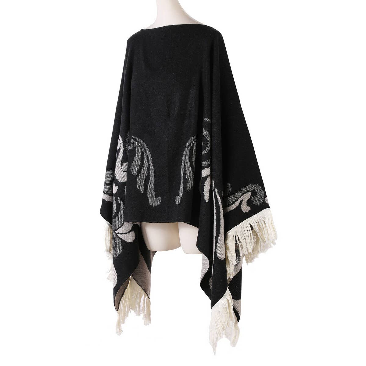 PULLOVER CAPE WITH TASSELS FOR WARMTH_CWASC2245