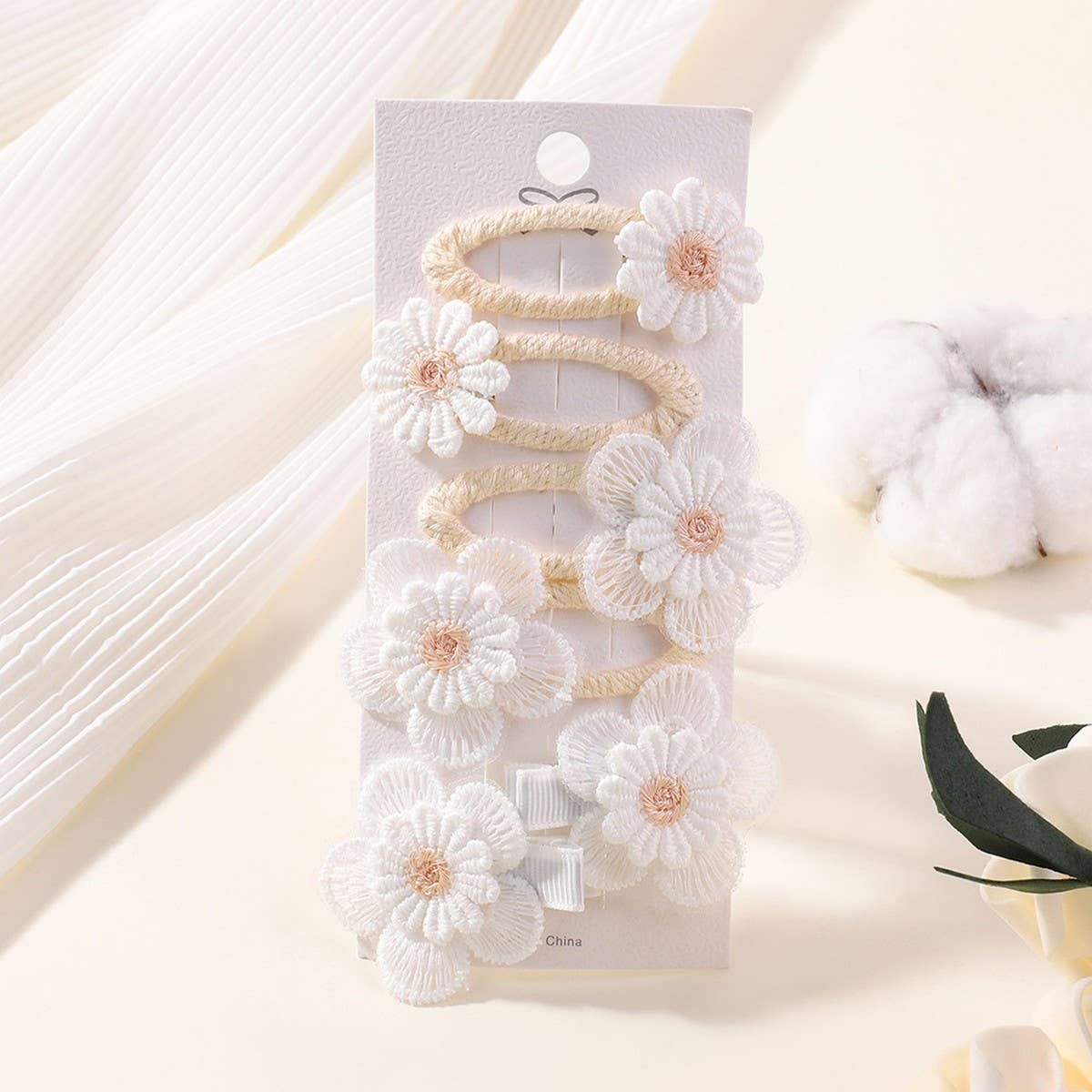 Fresh Daisy Hair Clip Set ? Handmade Fabric Clips