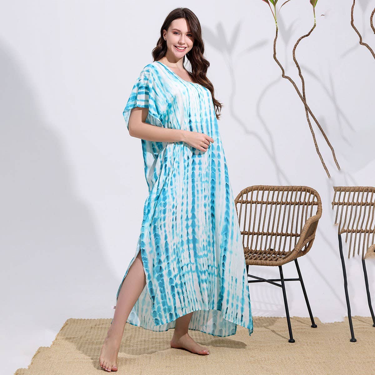 Tie-Dye Cotton Blend Beach Cover-Up Robe