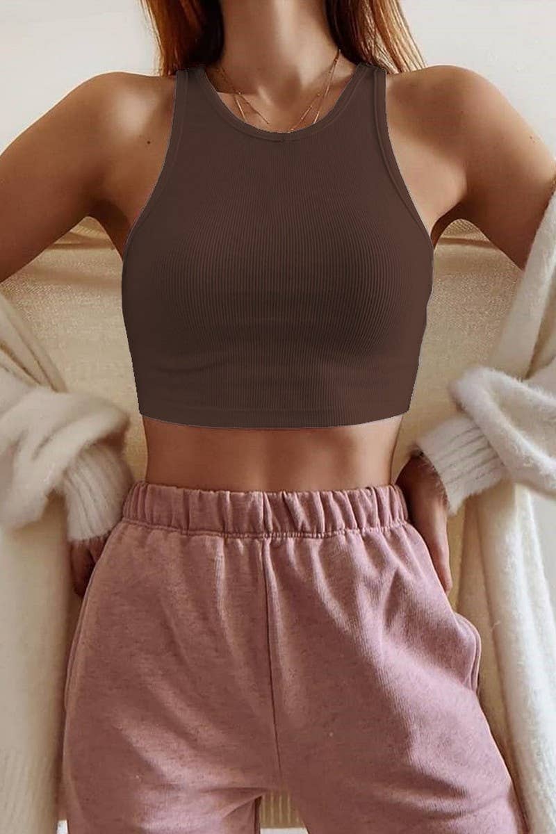 SEXY SLIM FIT MIDRIBBED COTTON RIBBED TANK TOP_CWTTK0301