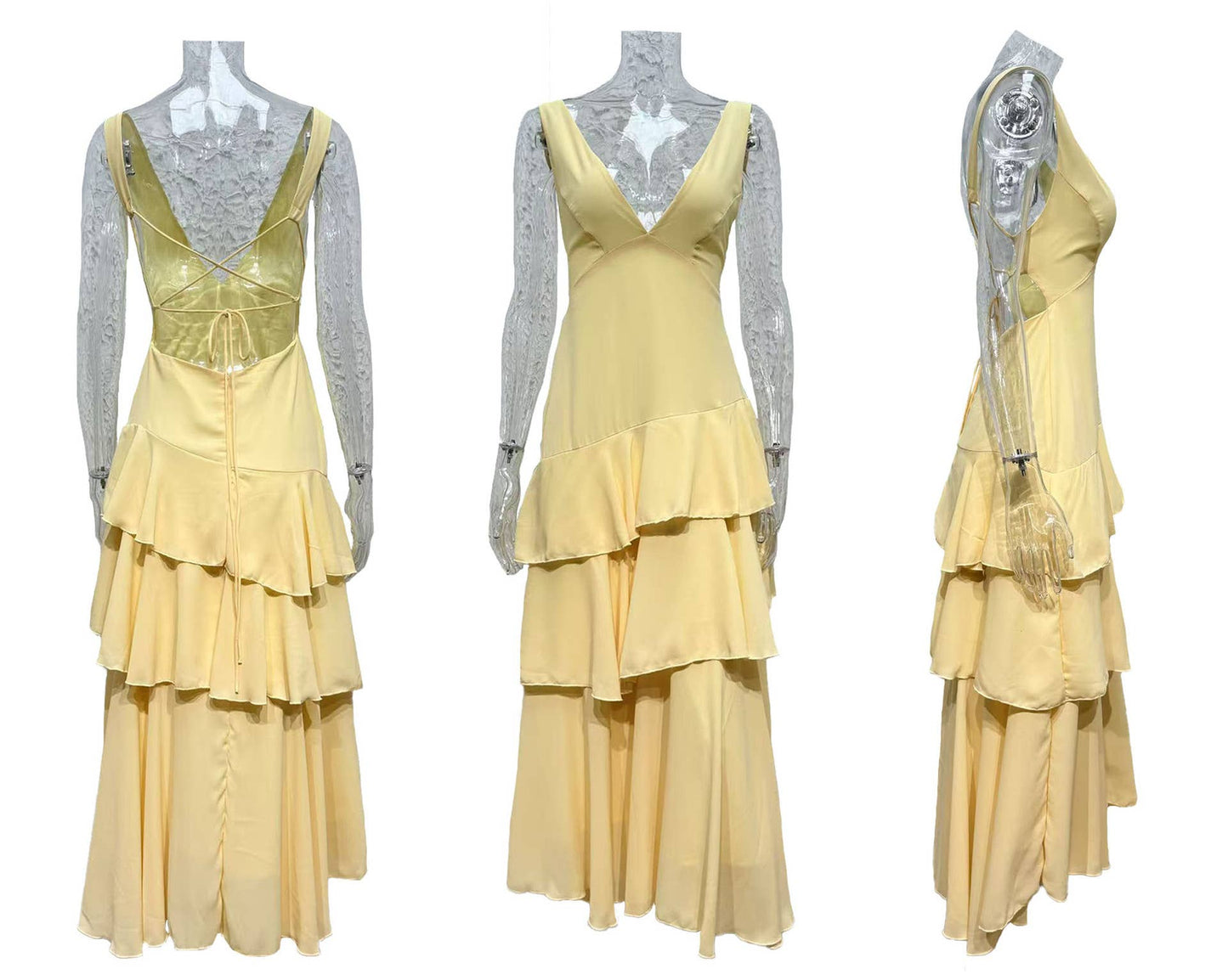 Stylish sleeveless V-neck French cake dress