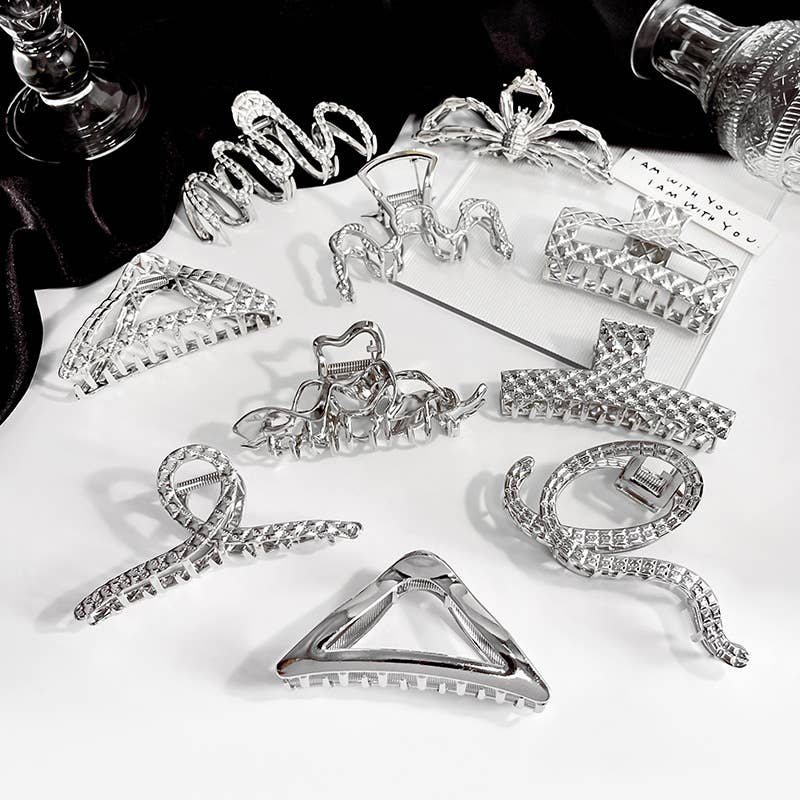 Geometric dark elegant metal clipper hair clips