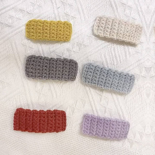 Rectangular Hair Clip, Handmade Crochet Yarn Pin_CWASC0836
