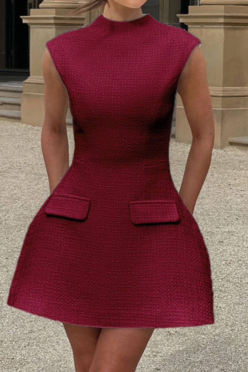 CWDSD10829_FASHIONABLE SOLID SLEEVELESS COCKTAIL DRESS