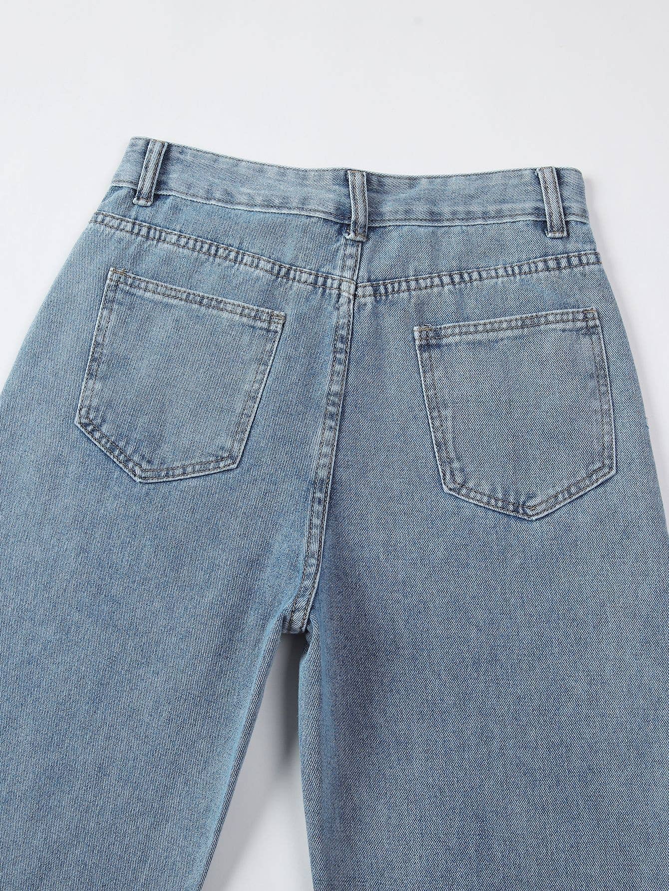 Solid color wide leg straight leg denim pants