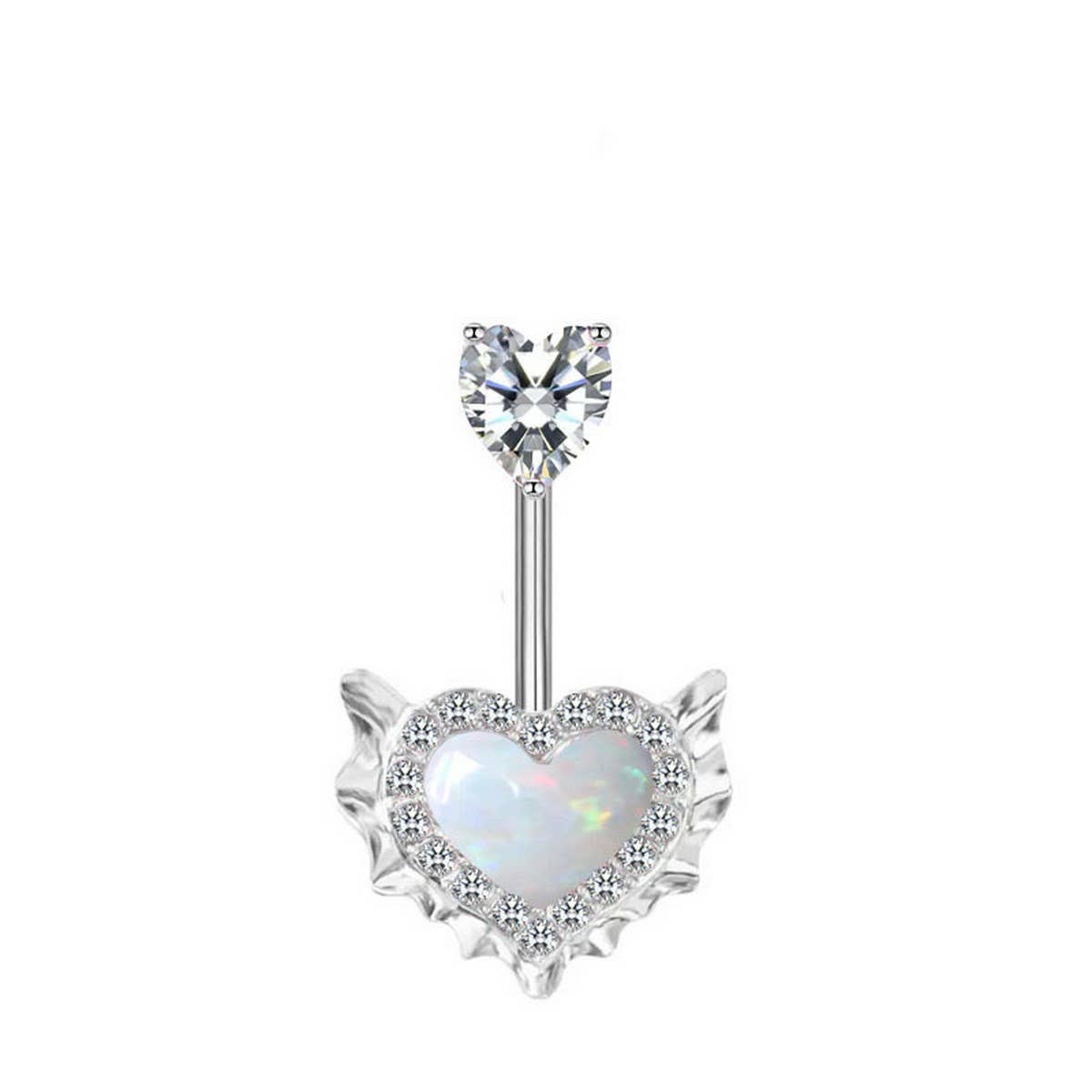 Heart Opal Zircon Belly Button Ring