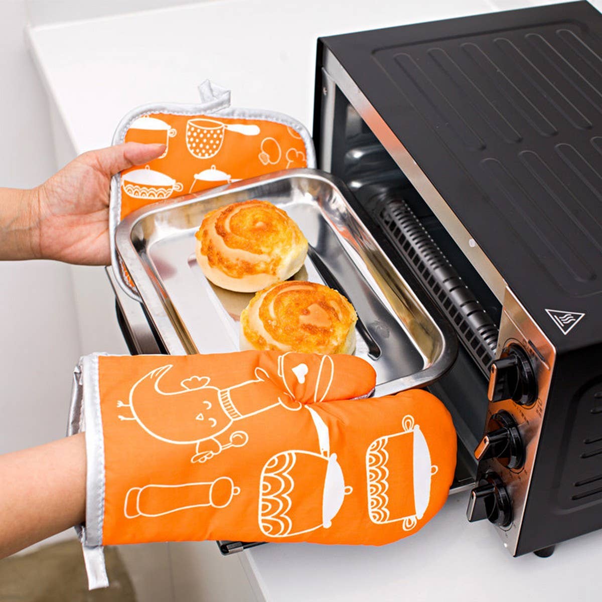 KITCHEN TWO-PIECE BAKING SCALD-PROOF GLOVES