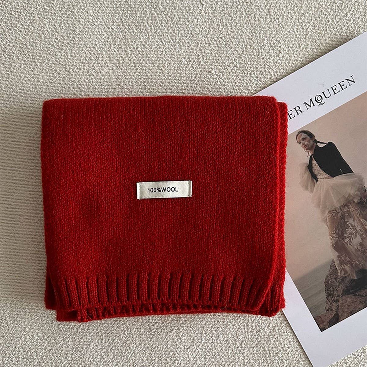 100% Wool Aurora Blue Knit Scarf - Soft & Warm_CWASC2285