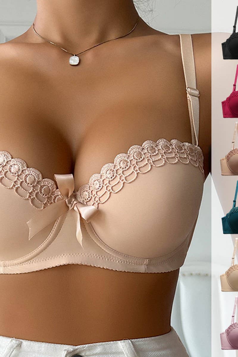 CWMU00277_EMBROIDERED BUTTERFLY UNDERWIRE PUSH UP BRA