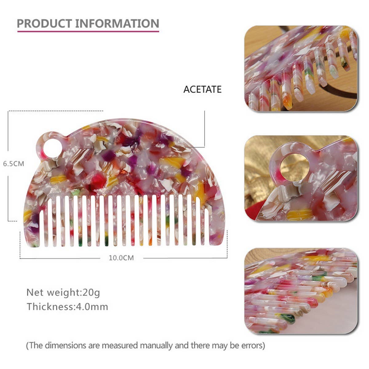 ACETATE 4MM PLATE HAIR COMB ANTI-STATIC COMB_CWAHA4181