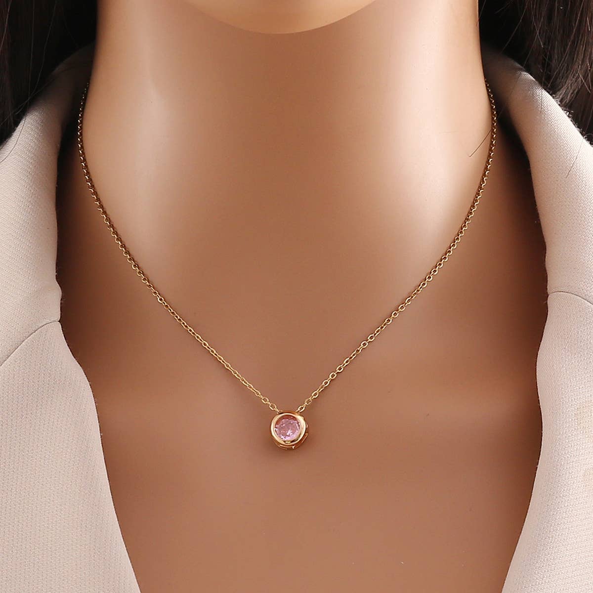 FASHION ROUND ZIRCONIUM CLAVICLE CHAIN NECKLACE_CWAHA0877