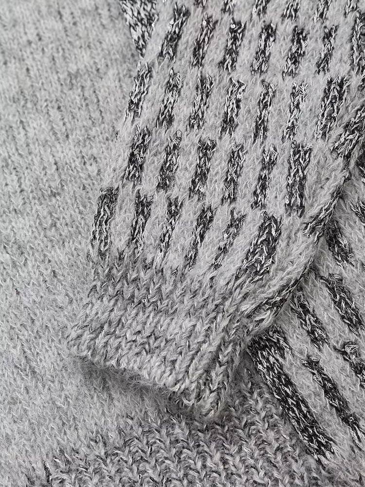 KNIT UNBUTTONED SEQUIN HOODED CARDIGAN COAT