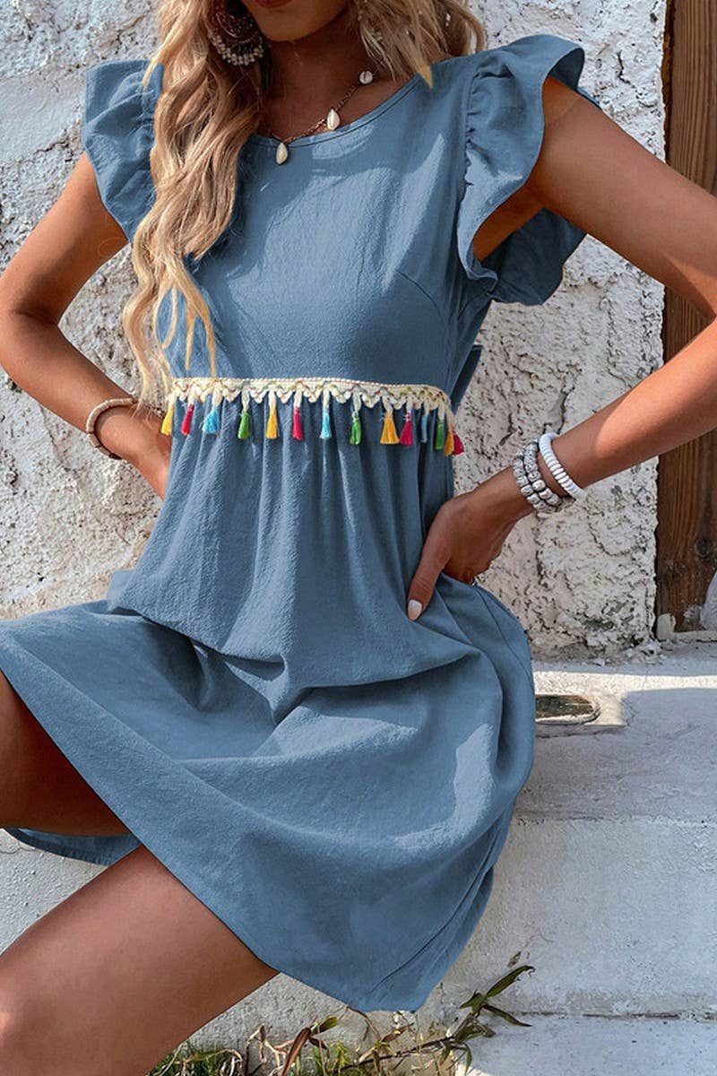 CWDSD8210_BOHEMIAN CASUAL HOLIDAY LACE PATCHWORK DRESS