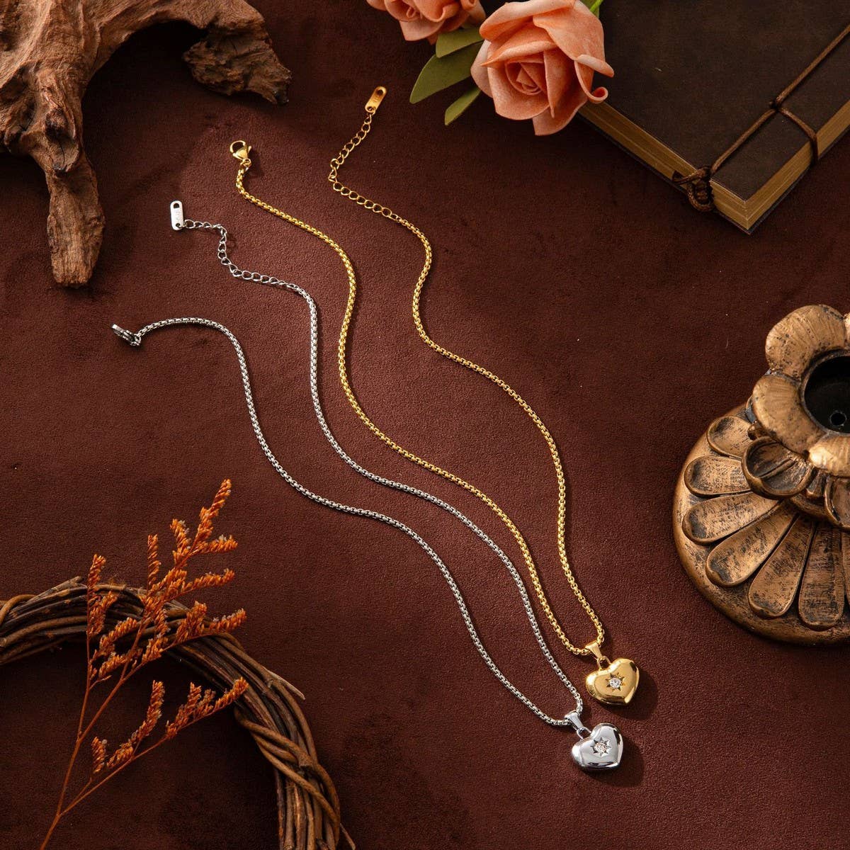 Valentine's Day Heart Necklace with Zirconia