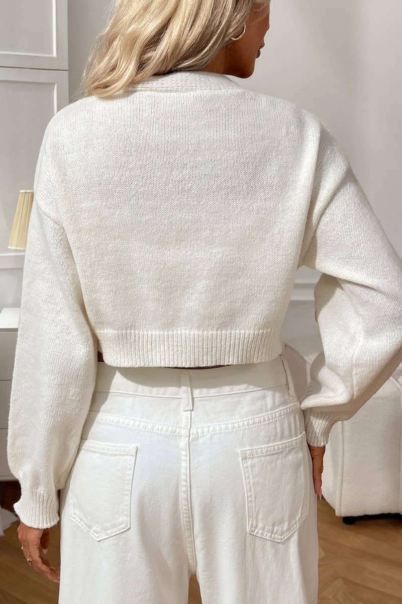 CWOCAL2359_STRAWBERRY KNIT BUTTON CARDIGAN SWEATER