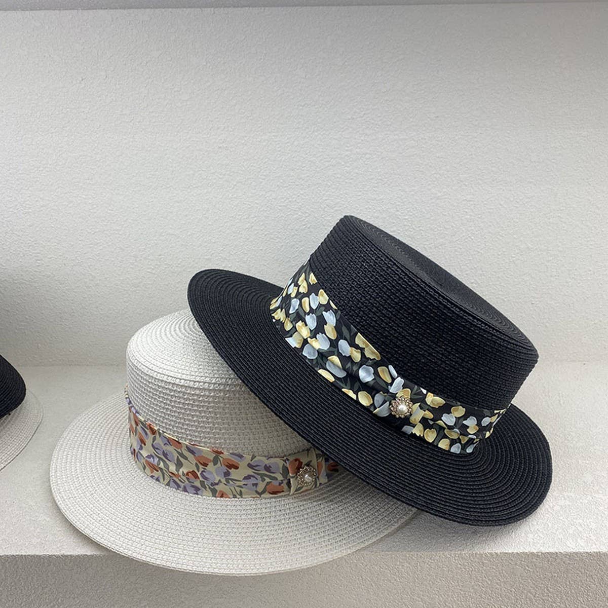 New summer floral flat top sun hat for women_CWAH3573