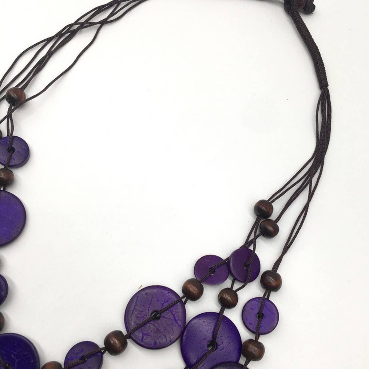 HANDMADE COCONUT WOOD BEADED MULTI-LAYER NECKLACE