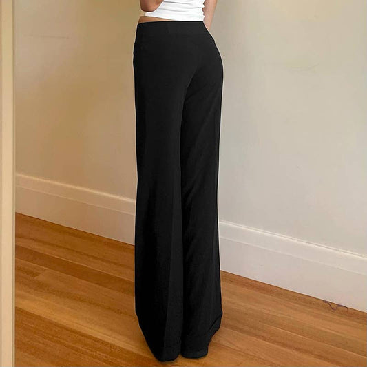 SOLID COLOR HIGH-WAISTED CASUAL FASHION SLACKS