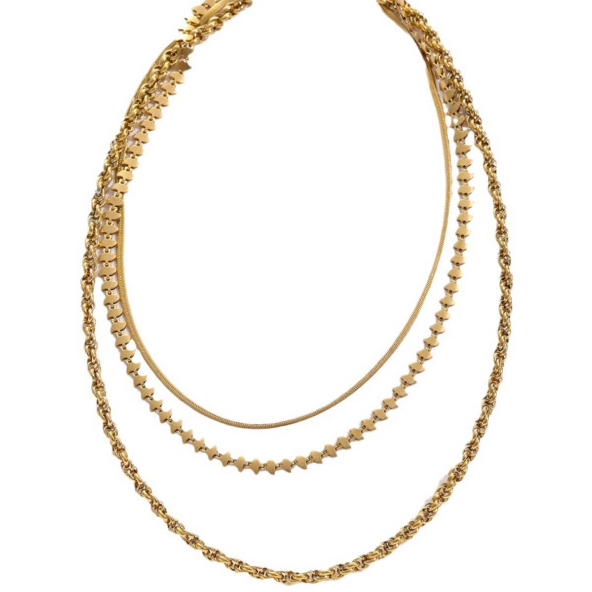 SNAKE BONE TWISTED TOOTH THREE-LAYER NECKLACE_CWMM3693
