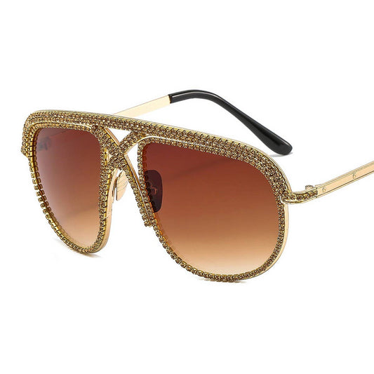 LARGEFRAME COLORFUL DIAMOND-STUDDED TOADSUNGLASSES