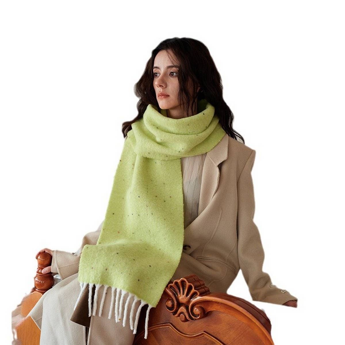 50% Wool Blend Speckled Yarn Scarf - Winter Cozy_CWASC2372