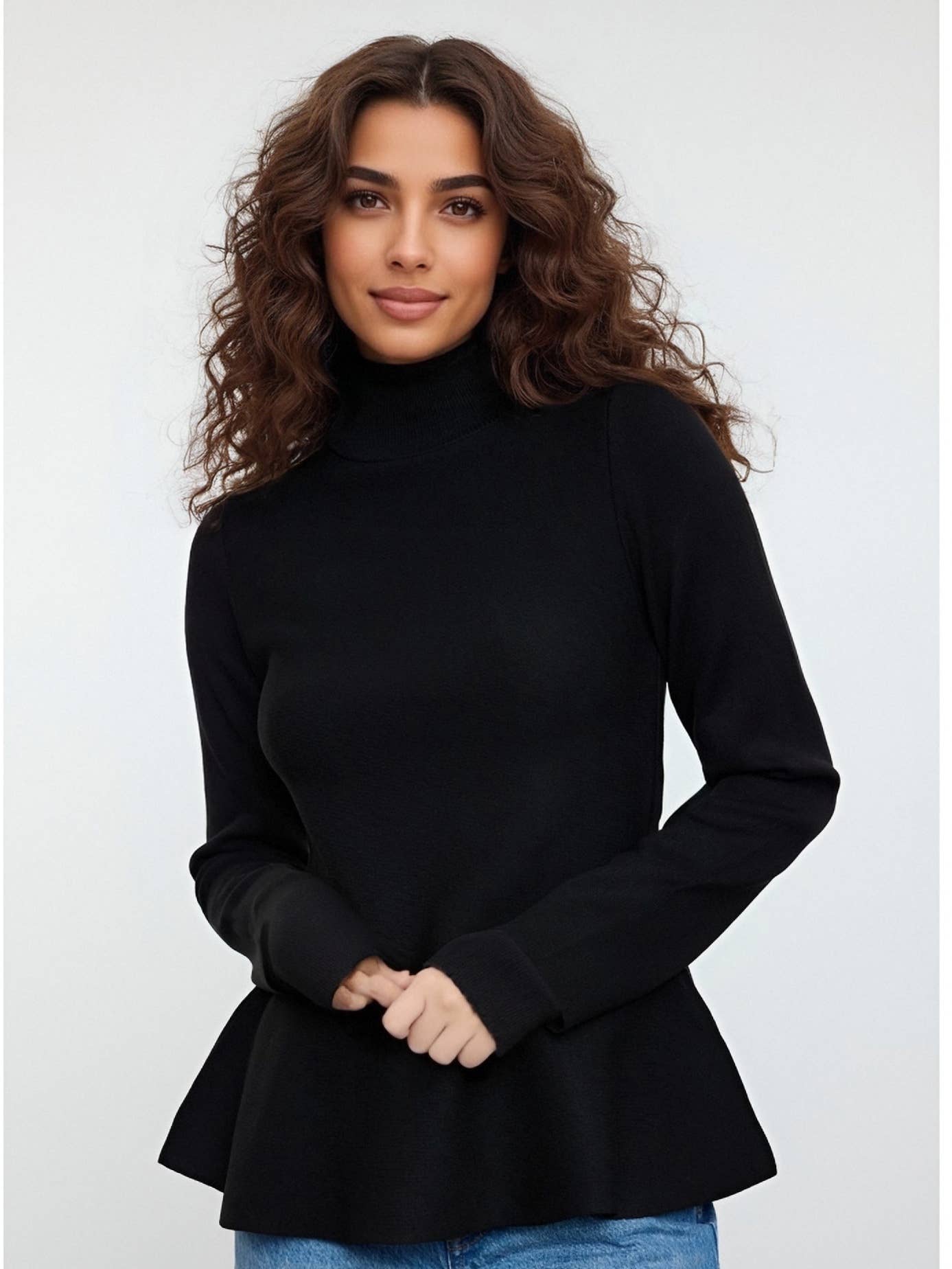 Fashion solid color high neck sweater