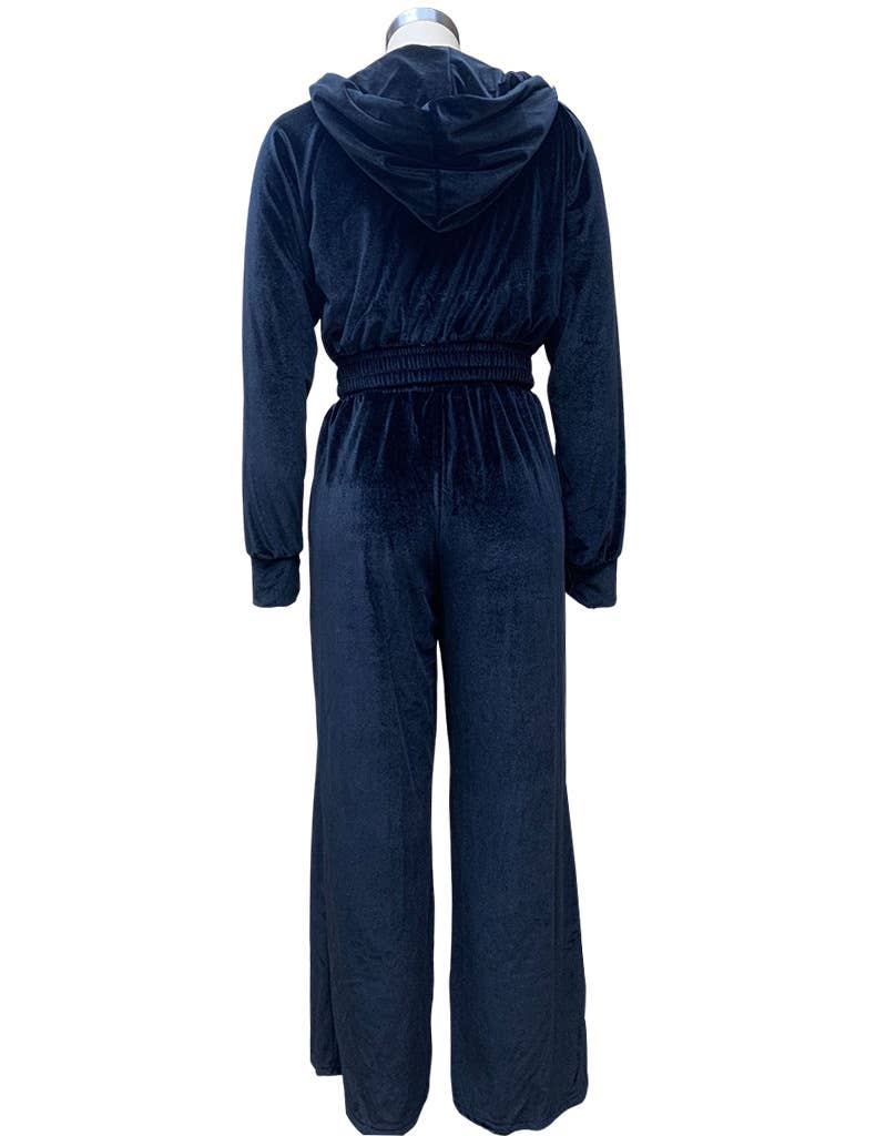 FASHION SPORTS STYLE HOODIE WIDE LEG PANTS SUIT