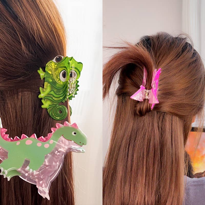 Dinosaur acrylic gripper Lizard hair clip
