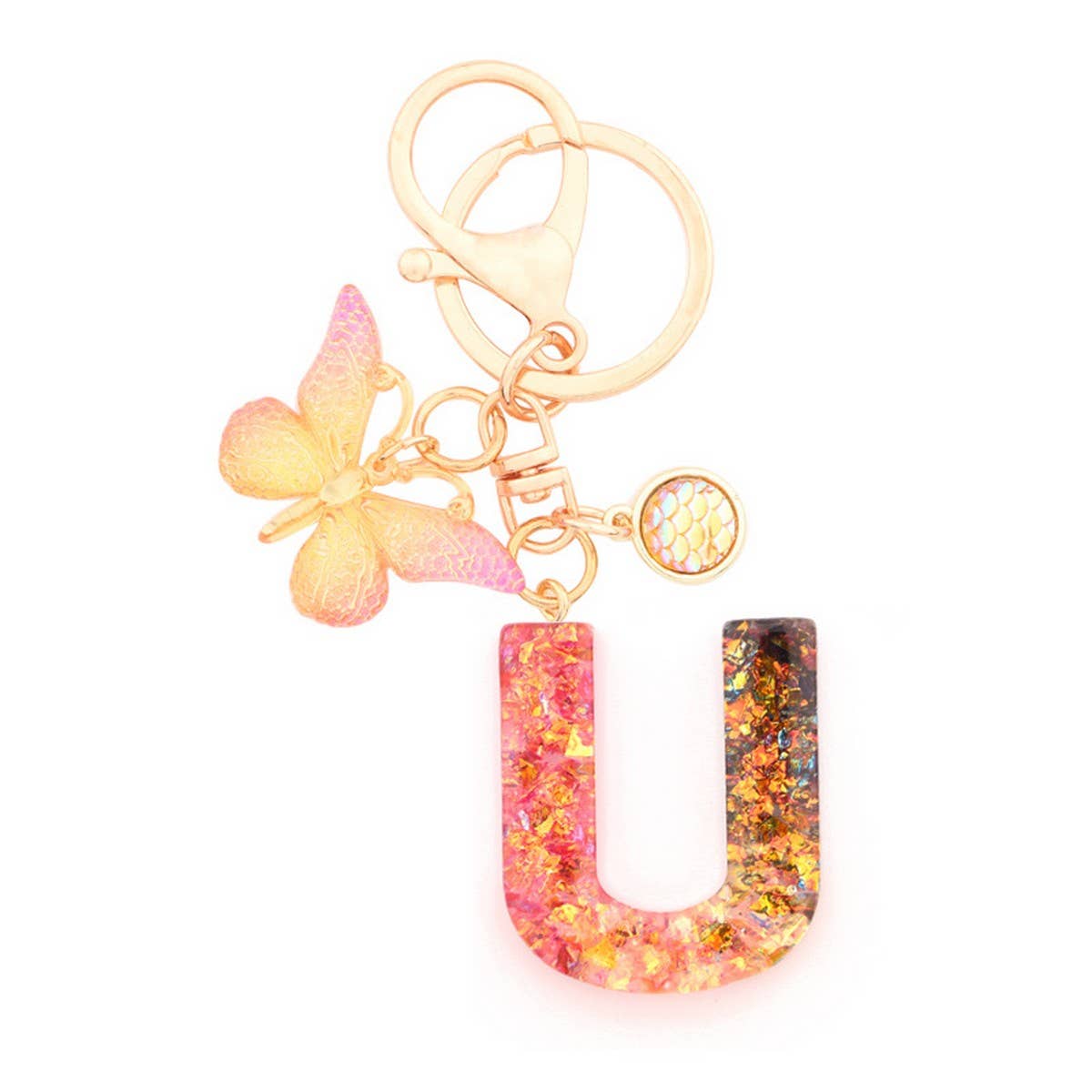 Creative Crystal Letter Keychain with Resin Sequins_CWAB5021