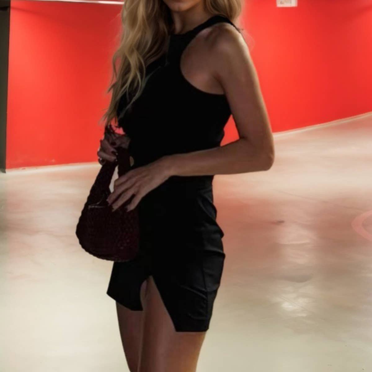 Sexy slit slim-fit wrap hip short dress