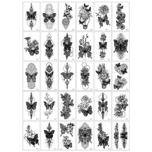 Butterfly & Sketch Flower Arm Tattoos ??Chic_CWMM8230