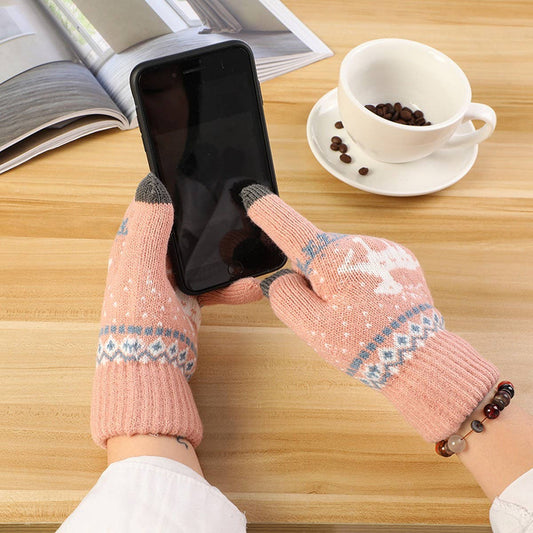 CUTE DEER PLUSH THICK TOUCH SCREEN GLOVES_CWAG0151
