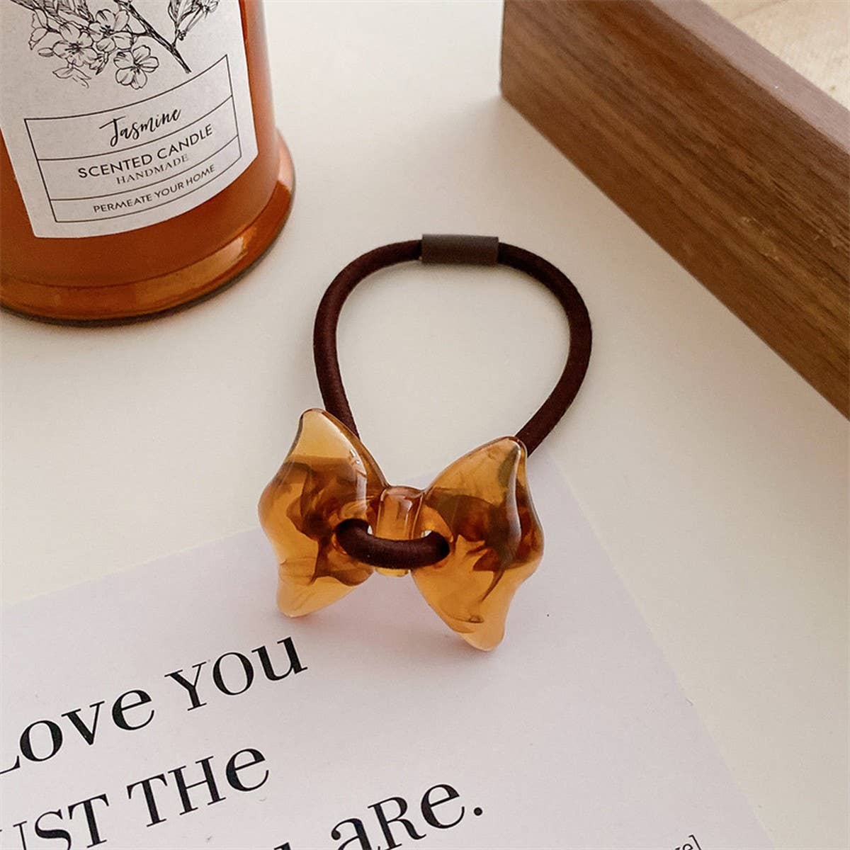 6PCS/SET ACRYLIC BEAR FLOWER BOW HAIR TIES_CWAHA0337