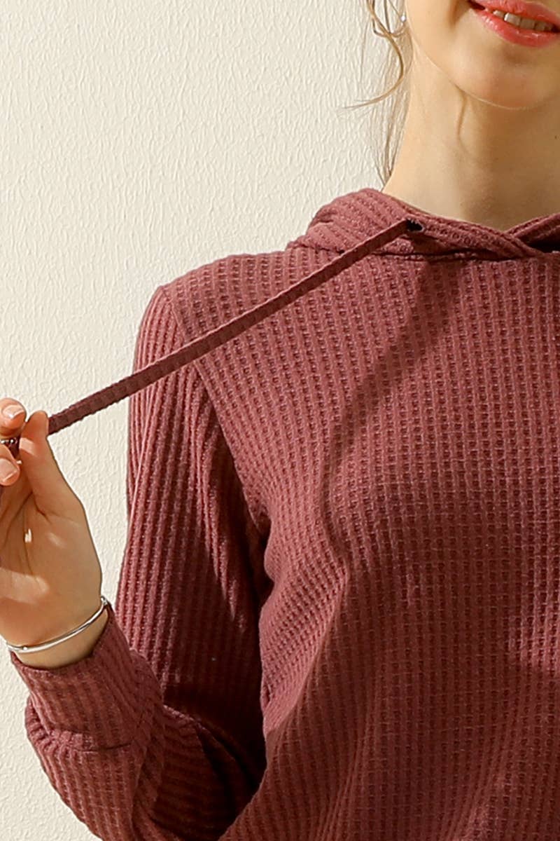 CWOHOL444-P_ PLUS SIZED HOODED WAFFLE KNIT SWEATER TOP