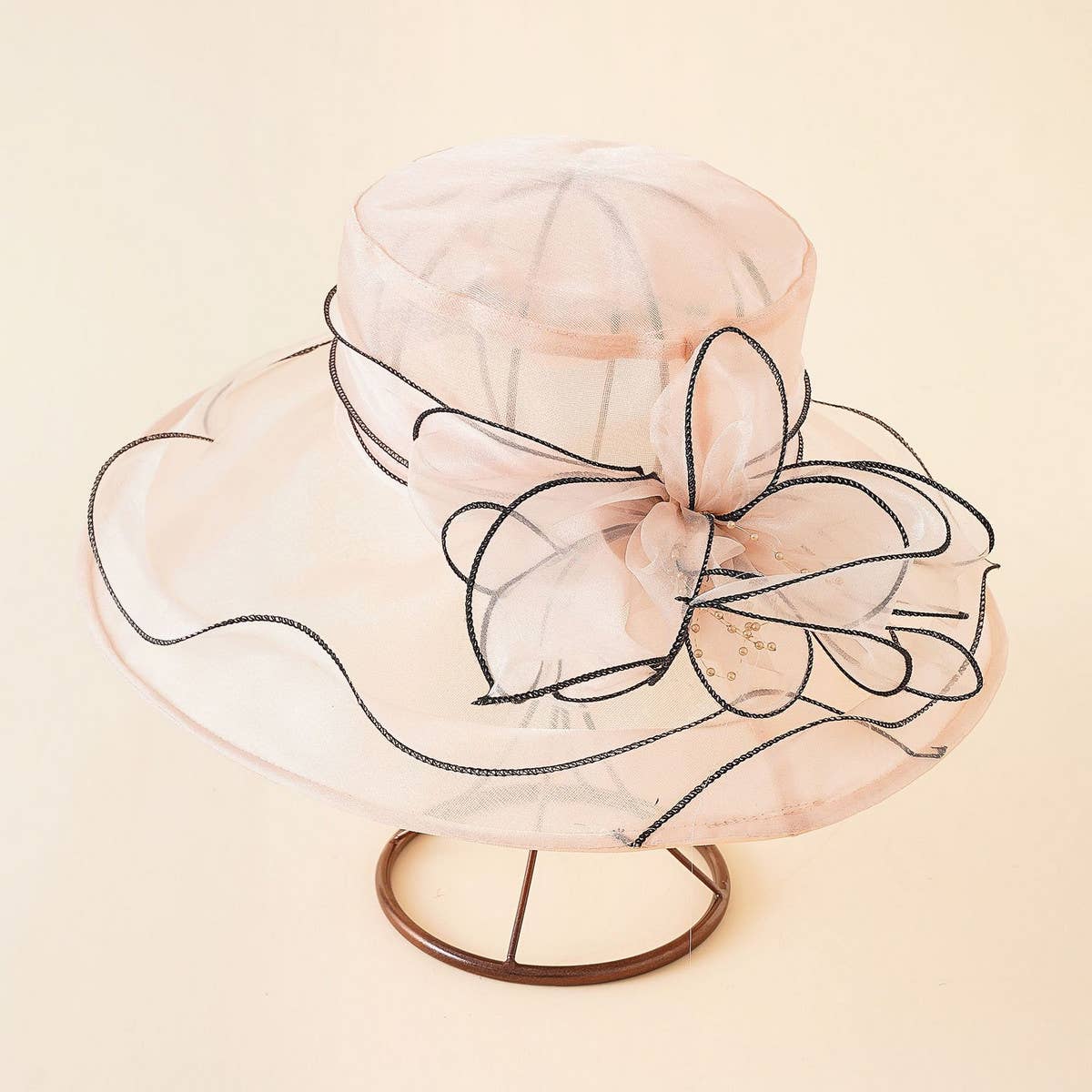 FLOWER MESH BEACH SUN HAT_CWAH1409