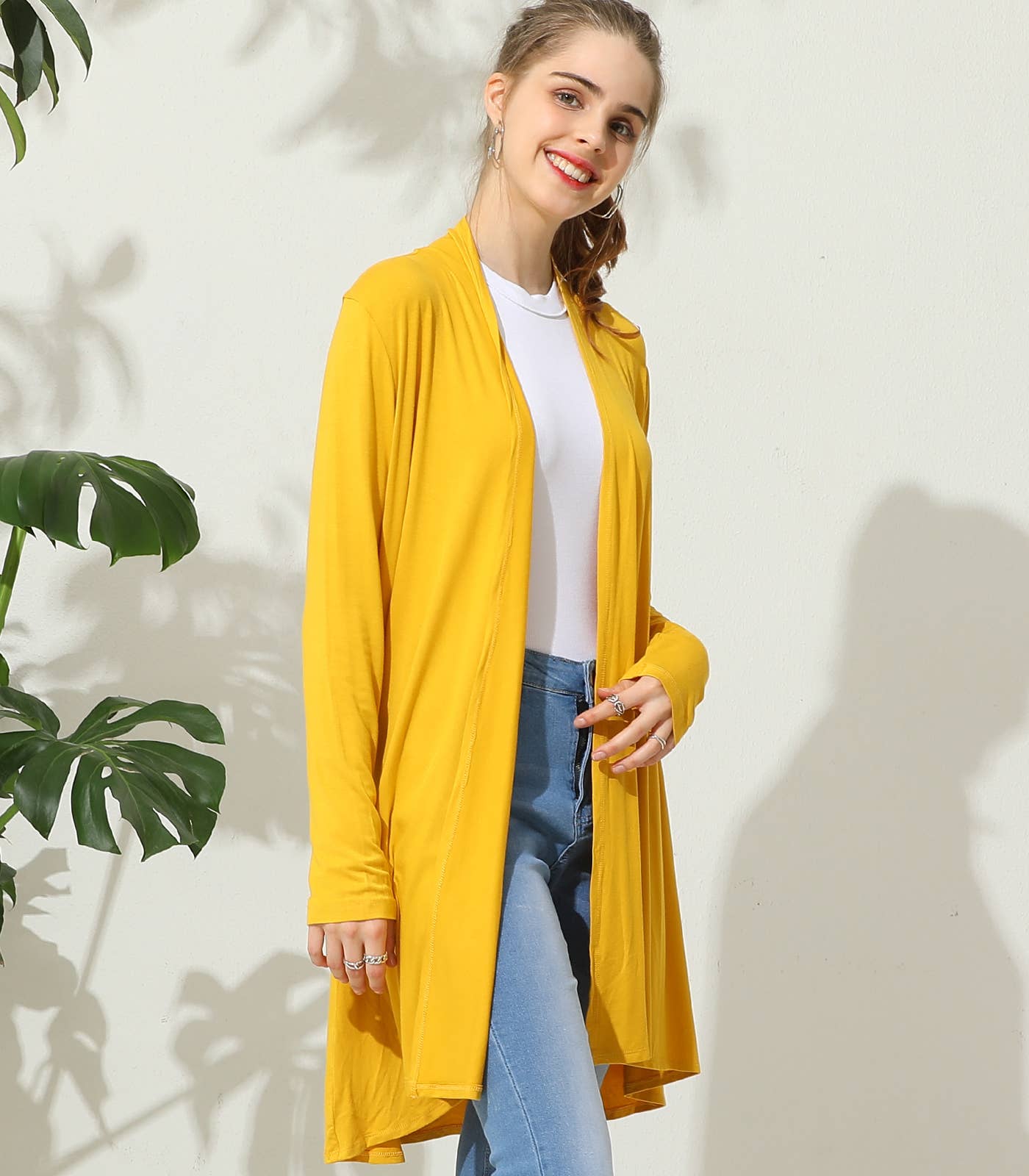 AWTL074_Long Sleeve Casual Open Front Long Cardigan