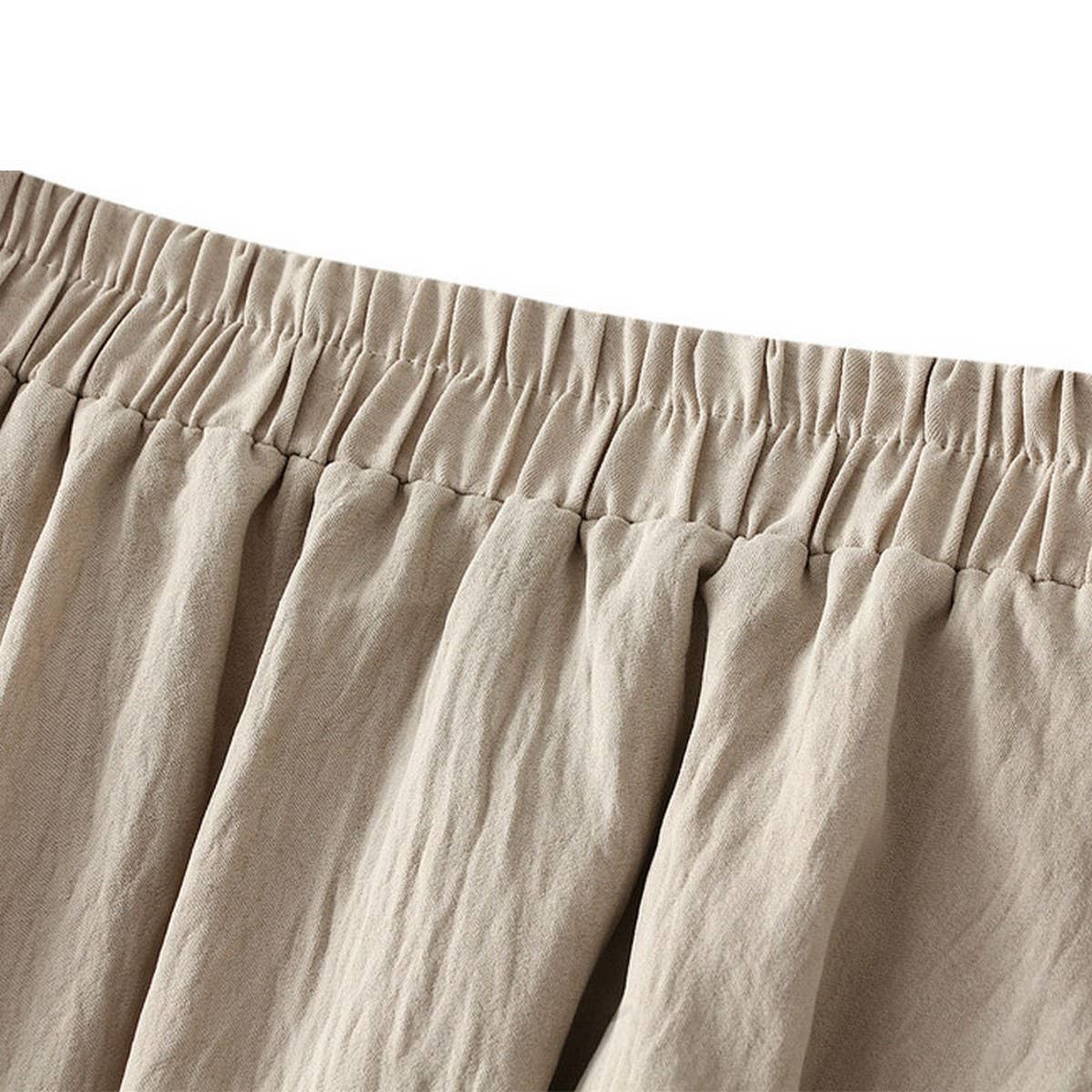 High-Waist A-Line Loose Fit Flowy Midi Skirt