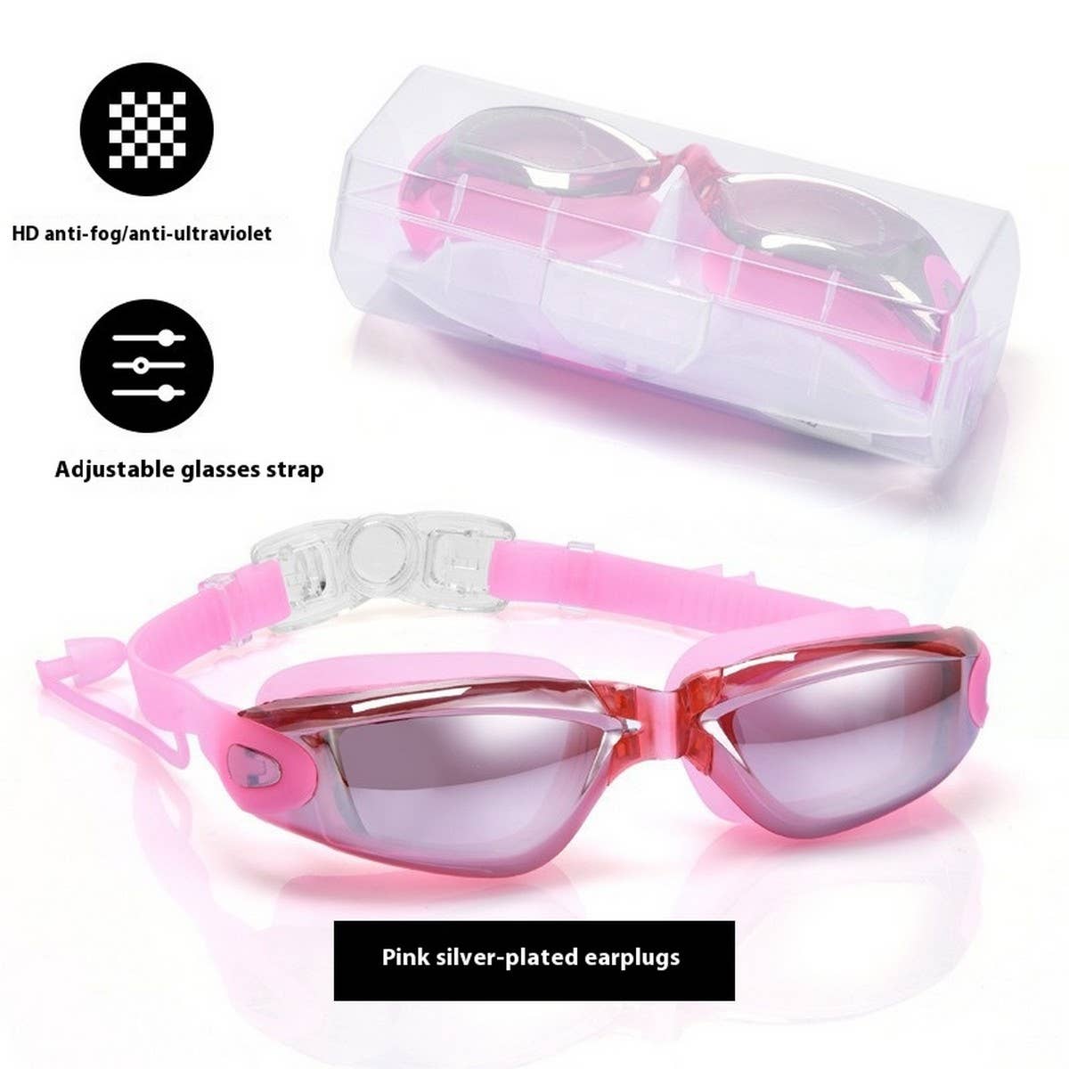 Silicone Racing Swim Goggles, HD Anti-Fog Mirror