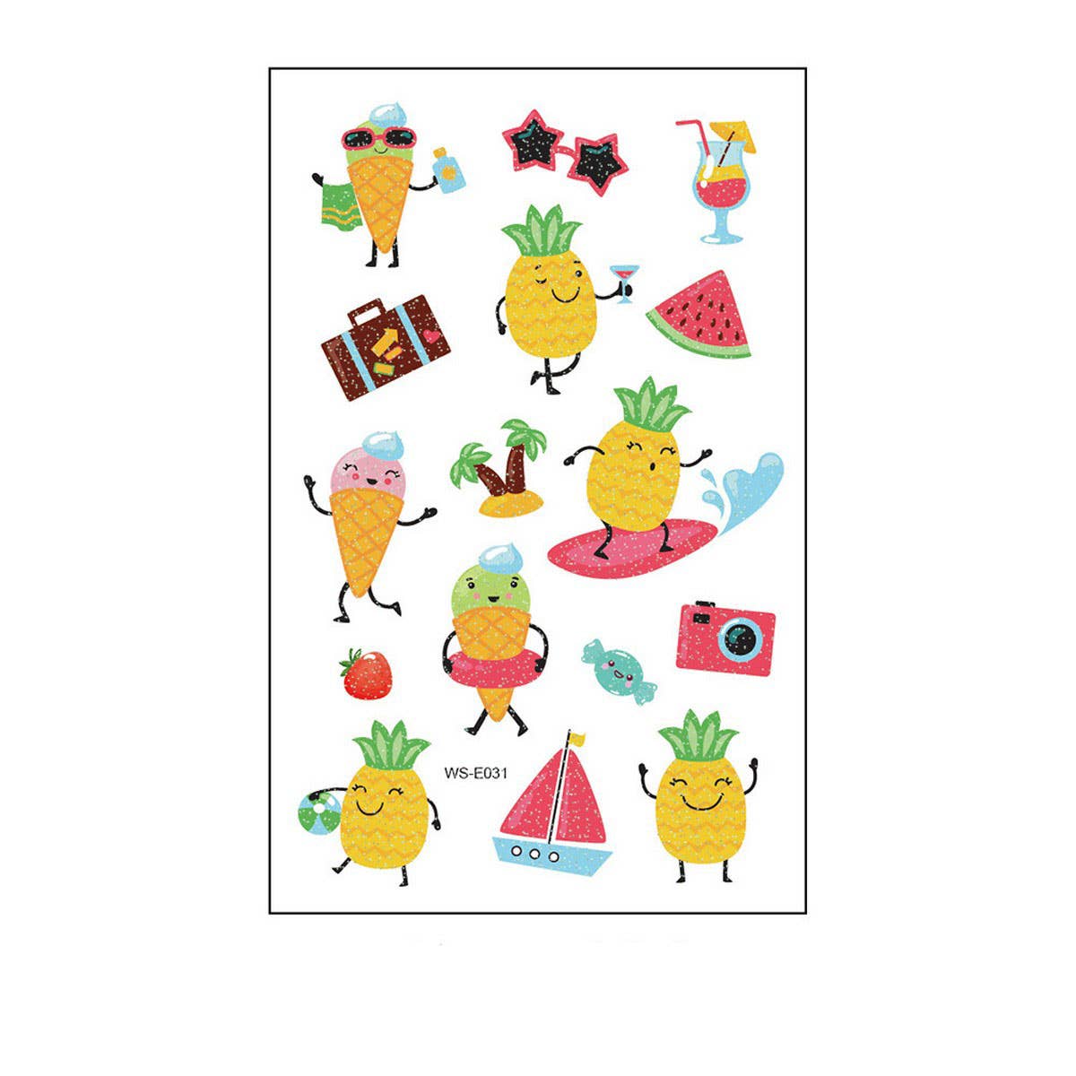 Waterproof Kids Sparkle Fruit & Veggie Tattoos