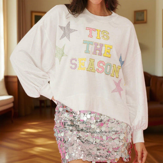 Sequined round-neck long-sleeved sweatshirt