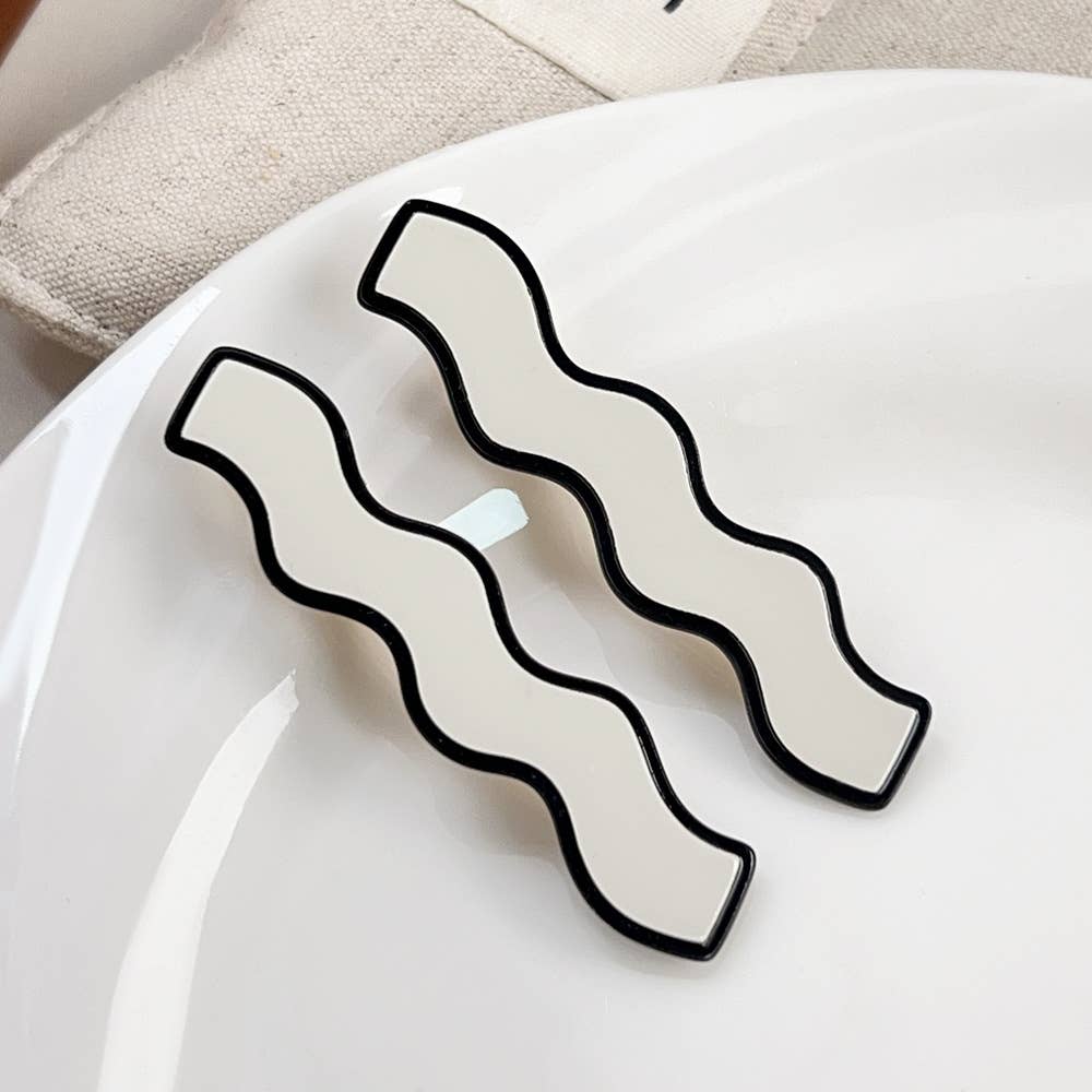 Seamless bangs clip black and white hairpin