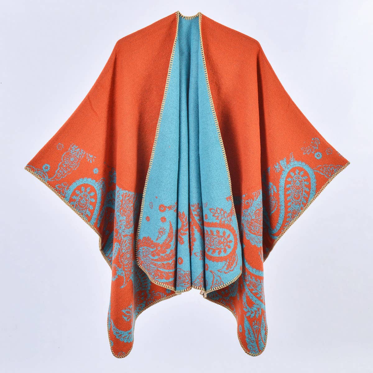 VINTAGE CASHEW FLOWER THICK WARM SHAWL