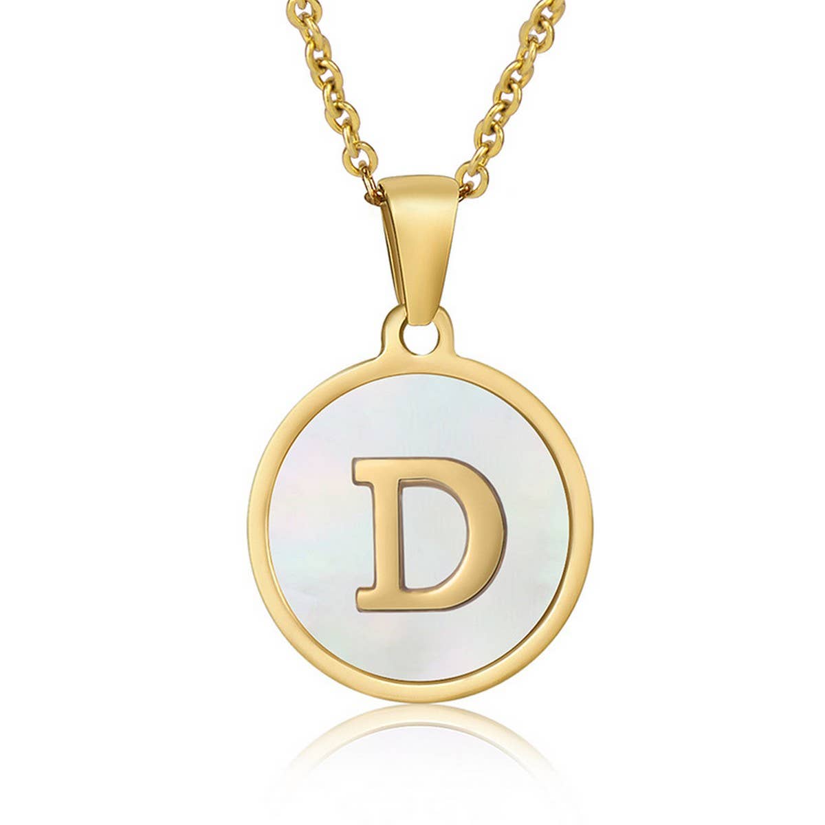 CIRCULAR SHELL ENGLISH LETTER PENDANT NECKLACE