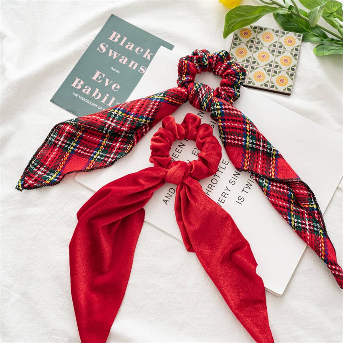 CHRISTMAS SERIES RIBBON HAIR SCRUNCHIES