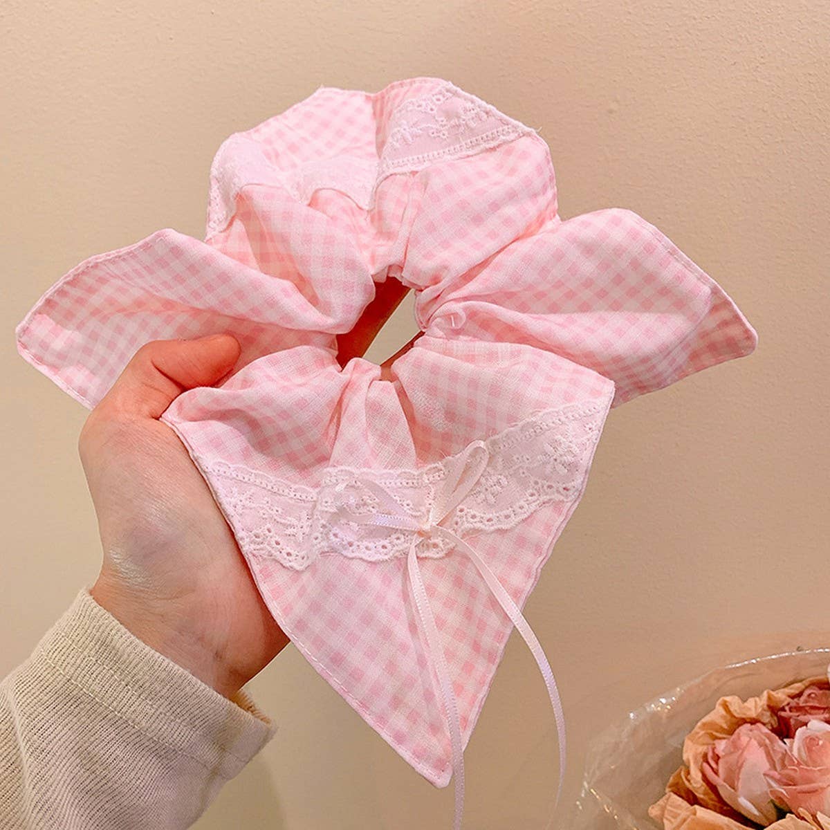 LACE BOW SQUARE SCARF HAIRBAND HAIR ACCESSORY