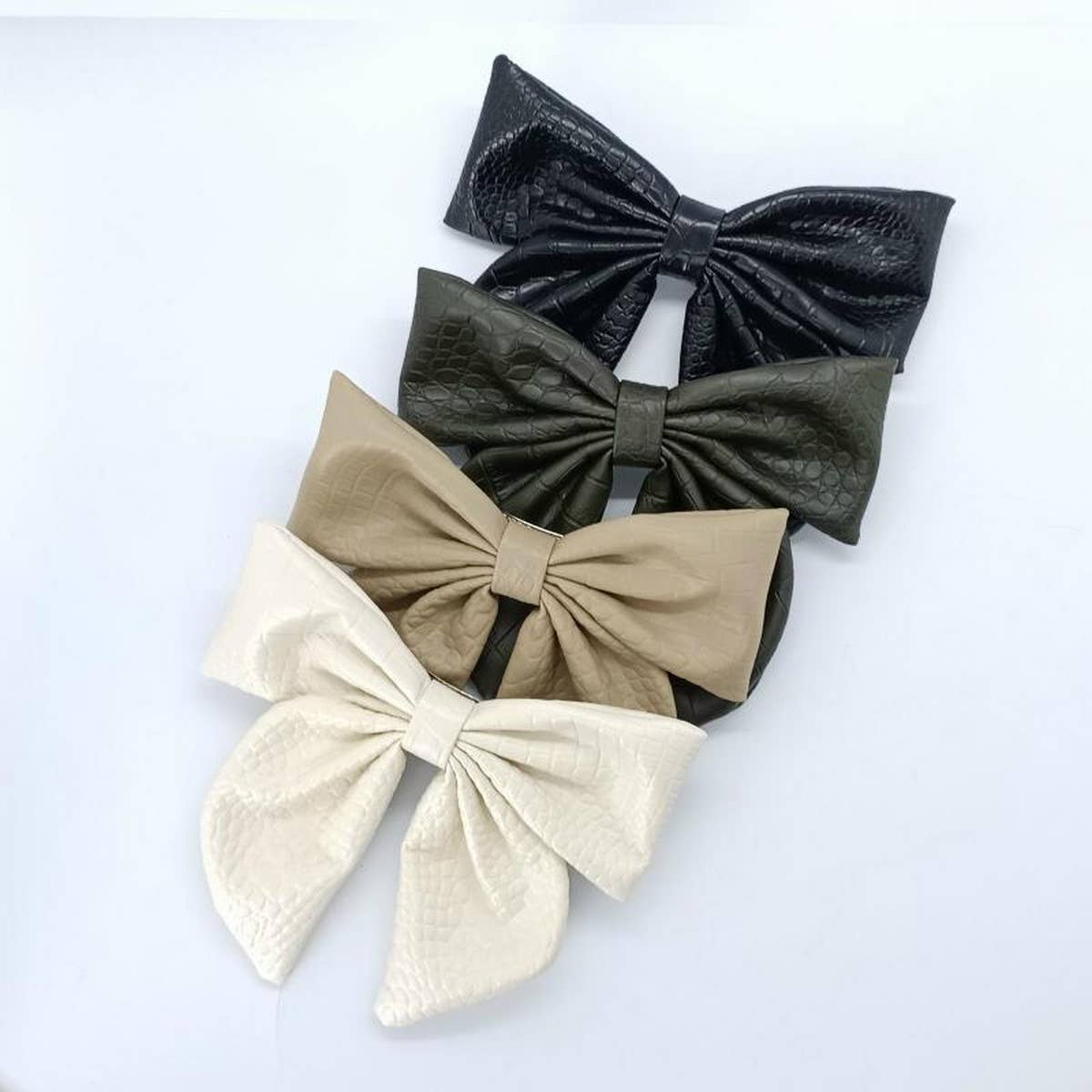 Elegant Croc PU Leather Bow Hair Clip