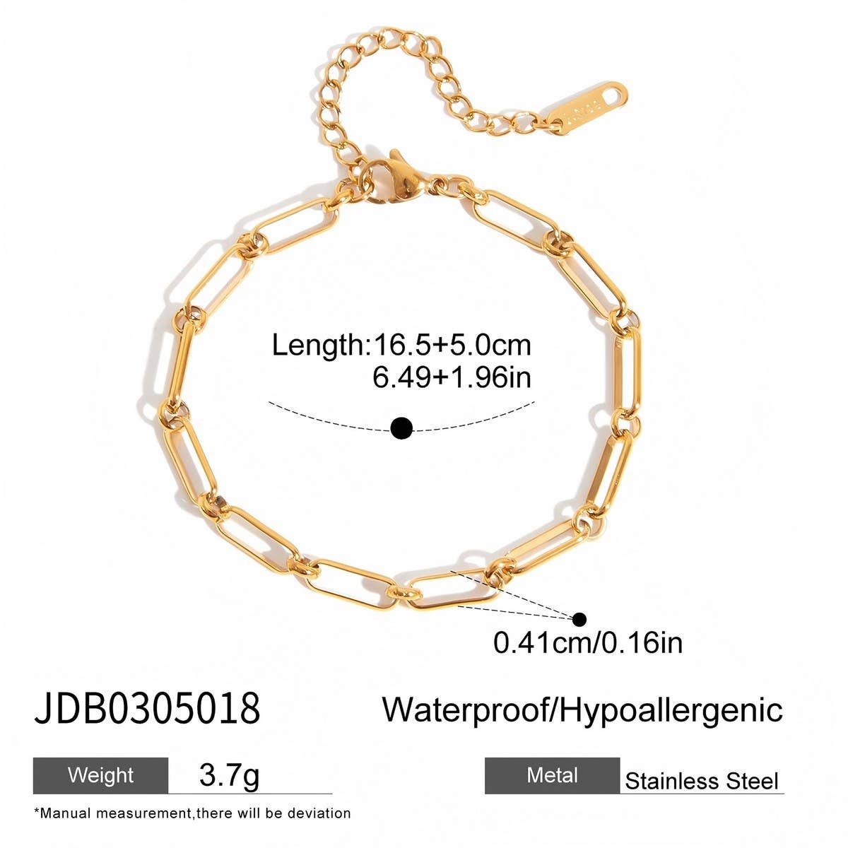 Classic 18K Gold Matte Flat Chain Bracelet
